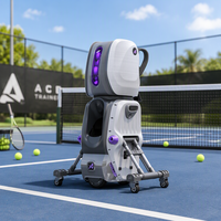 Robot d'entraînement de tennis intelligent à suivi visuel, vendu directement par l'usine, avec grand panier à balles (120 balles) pour machine à balles de tennis IA