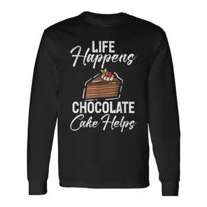 Camiseta de manga larga Life Happens Chocolate Cake Helps - Product Image 3