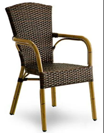 Alüminyum bambu bak bahçe Rattan hasır koltuk açık kafe sandalyesi plastik kahve dükkanı sandalyesi