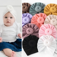 Gorro de Estilo Donut de Color Sólido con Lazo de Algodón y Poliéster, Lindo y Dulce, para Bebés, para las Cuatro Estaciones