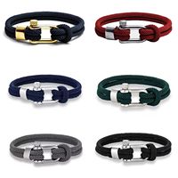 Bracelet en corde nautique tressée à double brin avec fermoir en U en cuir cristallin, unisexe, personnalisé et mature, pour le commerce transfrontalier