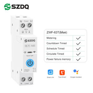 Disjoncteur Intelligent SZDQ 63A 1P+N Mini Interrupteur WiFi Intelligent MCB Compteur d'Énergie en Plastique Surveillance kWh <span class=keywords><strong>Relais</strong></span> Minuterie Contrôle Tuya/SmartLife - Product Image 3