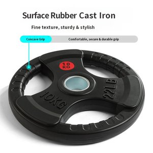 Plaques de musculation en <span class=keywords><strong>fonte</strong></span> de fer recouvertes de caoutchouc avec un grand trou de 5 cm pour l'équipement de musculation - Product Image 2