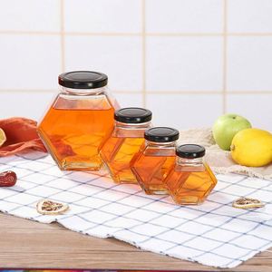 Wholesale Transparent Hexagonal Iron Cap Food Packaging Glass <b>Jar</b> 100ml-380ml Capacity Silk Screen Printing Custom Logo Usa - Product Image 3