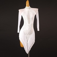 Robe de concours de danse latine professionnelle 2026, design floral, haut de gamme, blanche, pour femmes adultes