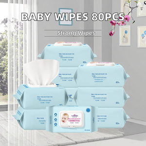Lingettes pour bébé personnalisées en usine, en gros, à base d'eau <span class=keywords><strong>pure</strong></span>, non tissées, <span class=keywords><strong>extra</strong></span> douces, certifiées ISO, 18cm*14cm, pour soins quotidiens, 80 lingettes nettoyantes - Product Image 2