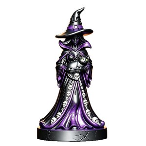 Estatua de Resina de Bruja con Gato para Decoración de Mesa de Halloween, con Opción de Iluminación, para Dropshipping en Shopify - Product Image 1