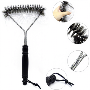 Venta al por mayor de acero inoxidable de 12 pulgadas Triangular horno de alambre parrilla cepillo de limpieza para parrillas de carbón uso en la cocina - Product Image 1