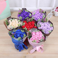 Magnifique bouquet de roses artificielles, boîte cadeau, fleurs de savon pour mariage