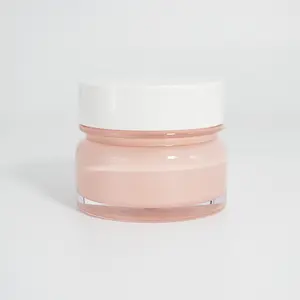 Hersteller Kosmetische Hautpflege Behälter Weithals Plastik glas Beliebte Farbe Runde 50g Acryl Creme Glas mit weißen Deckeln