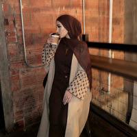 Nouvelle Abaya Modeste Sharut pour Fille, Kimono Musulman, Robe Femme Broderie Crêpe Palestine Kefiyyeh, Abaya de Dubaï pour l'Aïd et le Ramadan