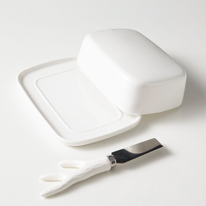 Hyniweiye — plat <span class=keywords><strong>à</strong></span> beurre en porcelaine blanche, odm, avec couvercle, pour comptoir, hôtel, restaurant, en céramique, un bâton - Product Image 3