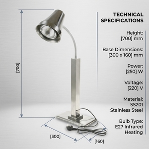 Marupin Stainless Steel Desk <b>Lamp</b> With Adjustable Neck And Rectangular Base Electric Table Light For Office Or Home Use Hotel - Product Image 5