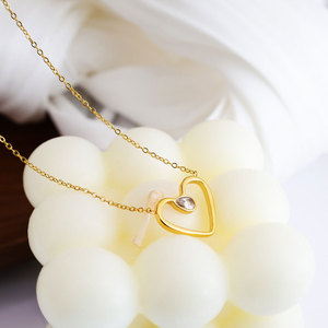 Collier personnalisé avec logo, en acier inoxydable plaqué or 18 carats, résistant à l'eau et inaltérable, avec zircon en forme de cœur pour femme - Product Image 3