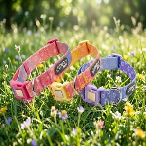 Collier pour chiens et chats YG-110, respirant, personnalisé, en nylon, dégradé, petite fleur - Product Image 4