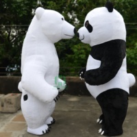 Costume de Mascotte Gonflable Personnalisé de Panda à Fourrure Courte, 2M/2,6M/3M, pour Adulte – Costume de Danse Panda pour Hommes, pour Performance en Marche