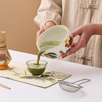 Ensemble de bols à matcha en céramique peints à la main de style japonais, fouet à matcha, ensemble de fouet à matcha personnalisé, kit d'accessoires pour fouet à matcha