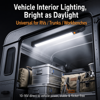 Lampu LED Strip Tahan Air untuk Tenda RV, Dapat Diredupkan dengan Dua Tombol, Lampu Atap Tenda, Lampu Strip untuk RV, Truk, Camper Van