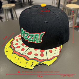 Venta al por mayor nueva gorra de béisbol bordada mordida pizza plana hip-hop de alta calidad impermeable estilo deportivo con imagen de dibujos animados gran oferta - Product Image 6