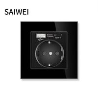 Prise murale standard européenne 86 mm, utilisation industrielle, hôtel, serre, USB type C, classe A, verre trempé, solide, résistant aux hautes températures