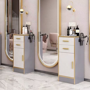 Mueble de Peluquería de Diseño Moderno, Gabinete de Almacenamiento con Ruedas de Madera para Barbería - Product Image 2