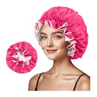 Bonnet de nuit réversible en satin SOLPOP à double couche avec bordure à volants fleuris, grand bonnet de princesse pour femmes aux cheveux longs et bouclés
