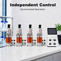 Système de Fermenteurs en Verre Parallèles Multi-Unités 3L 5L 10L avec Agitation Magnétique Mécanique et Contrôle du pH, de la Teneur en Oxygène Dissous et de la Température