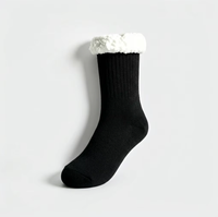 Chaussettes de Noël en Sherpa à motif Père Noël et rennes, antidérapantes, doublées polaire, pour usage quotidien à la maison