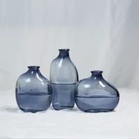 Mini vases bleus en verre vintage transparent, art déco, fleurs, petites décorations de table en vrac pour centres de table de mariage