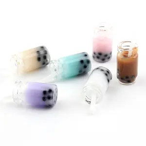 الجملة 3D مصغرة الراتنج اللؤلؤ الحليب زجاجة شاي المعلقات الوحل سحر ل DIY مجوهرات الأزياء صنع الاكسسوارات