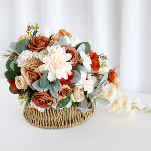 High Quality <b>Artificial</b> Silk Ball Dahlia Rose Flowers <b>Bouquet</b> for Bridal Wedding Party & Festival Decor for Valentine's Day - Product Image 4