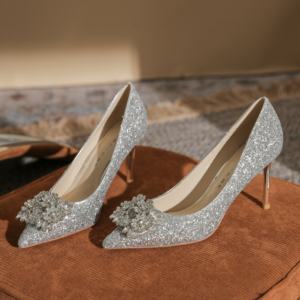 Zapatos de Tacón Alto con Pedrería Francesa, Tacón de Aguja, Satén de Seda, Estilo Fénix, Sexy, Elegantes, Antideslizantes para Invierno, Siempre a la Moda - Product Image 1