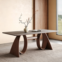 Table à manger en pierre frittée de style vintage rétro pour la maison, petit espace, design minimaliste moderne français, ensemble assemblé