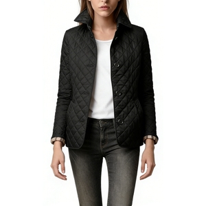 Women's <b>Quilted</b> Pattern Button-Up Notched Lapel, <b>Single</b>-breasted, Slim Fit - Casual Coat Fashion - Product Image 2