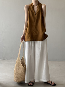 Camicetta semplice elegante <span class=keywords><strong>di</strong></span> alta classe Top in <span class=keywords><strong>lino</strong></span> Lyoncell tessuto con scollo a v <span class=keywords><strong>camicia</strong></span> estiva senza maniche stile <span class=keywords><strong>di</strong></span> lavoro <span class=keywords><strong>femminile</strong></span> tinta unita - Product Image 4