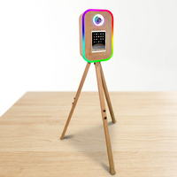 Photomaton rétro en bois grainé pour iPad et appareil photo reflex numérique avec support d'imprimante, hauteur réglable pour mariages et événements