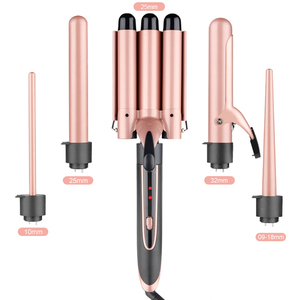 เครื่องม้วนผมแบบไร้สาย 3 หัว 5 in 1 ปรับอุณหภูมิได้ พร้อมไฟ LED รับผลิตโลโก้ตามสั่ง ขายส่ง - Product Image 2