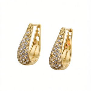 Boucles d'oreilles Michael Water Drop Hoop en or massif 18 carats avec micro-incrustation de diamants, bijoux fins de luxe pour femmes - Product Image 1