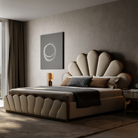 Lits en cuir de luxe King Size, lit moderne Queen Size, lit princesse, cadre de lit rembourré solide pour la chambre à coucher