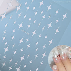 Autocollants holographiques 3D auto-adhésifs pour ongles, <span class=keywords><strong>d</strong></span>écorations de manucure, <span class=keywords><strong>d</strong></span>écalcomanies pour ongles Y2K, étoiles dorées et argentées - Product Image 4