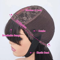 Perruque 100% Cheveux Humains Longue et Soyeuse, Double Tissage, Prête à Porter, Lisse Comme un Bâton avec Frange pour Femmes Noires
