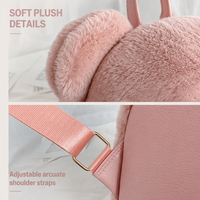 Sac à dos avec oreilles d'ours en peluche pour femmes et filles, mini sac à dos mignon en peluche avec sangle réglable pour l'école, les voyages, cadeau