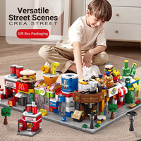 Juego de Bloques de Construcción Montessori, Juguete de Ensamblaje de Piezas Grandes, Modelo de Tienda de Ciudad Colorida para Niños