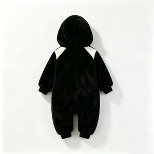 Combinaison bébé pingouin personnalisée, Combinaison en peluche pingouin, Costume de pingouin pour tout-petit, Combinaison bébé pingouin moelleuse, Combinaison à capuche pingouin confortable - Product Image 4