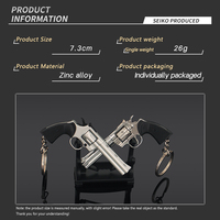 Porte-clés pistolet en alliage argenté 1:3, modèle Python 357 Revolver noir 70mm, jouet réaliste en métal, pas cher, en forme de pistolet, à assembler