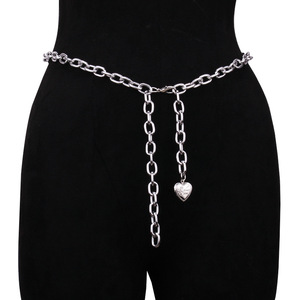 โซ่คล้องเอวแฟชั่น จี้รูปหัวใจสีทอง โซ่คาดเอวสำหรับงานปาร์ตี้ ทำจากโลหะผสมสังกะสี แบบเส้นเดี่ยว - Product Image 4