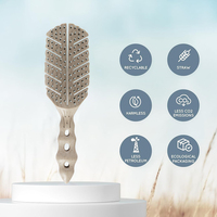 Brosse démêlante CHAOBA en paille de blé, en forme de feuille, creuse, pour cheveux raides, douce, massante, coiffante et ventilée pour femmes