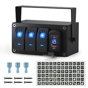 Waterproof Rocker <b>Switch</b> Panel 12v Control Panel 3 Gang Marine <b>Switch</b> Panel Box with Dual Port <b>Usb</b> Charger LED Digital Voltmeter - Product Image 1