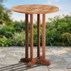 Teak Outdoor Round <b>Bar</b> <b>Table</b> Rustic Wood Patio Furniture Durable Solid Frame - Product Image 2