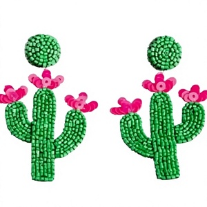 New Handmade Beaded Wine Glass Fancy <b>Earrings</b> Green Red Yellow Stylish Cartoon <b>Stud</b> <b>Earrings</b> for Women Bohemia Wedding Jewelry - Product Image 2